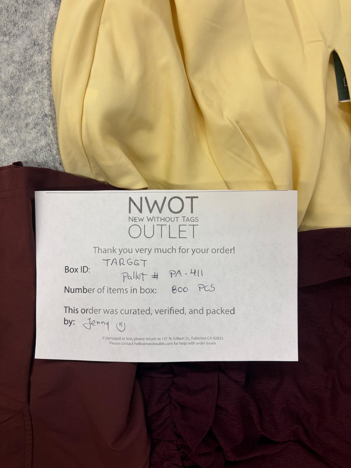 Target | Assorted  Apparel | 800 Pieces | New with Tag |Pallet #PA-411