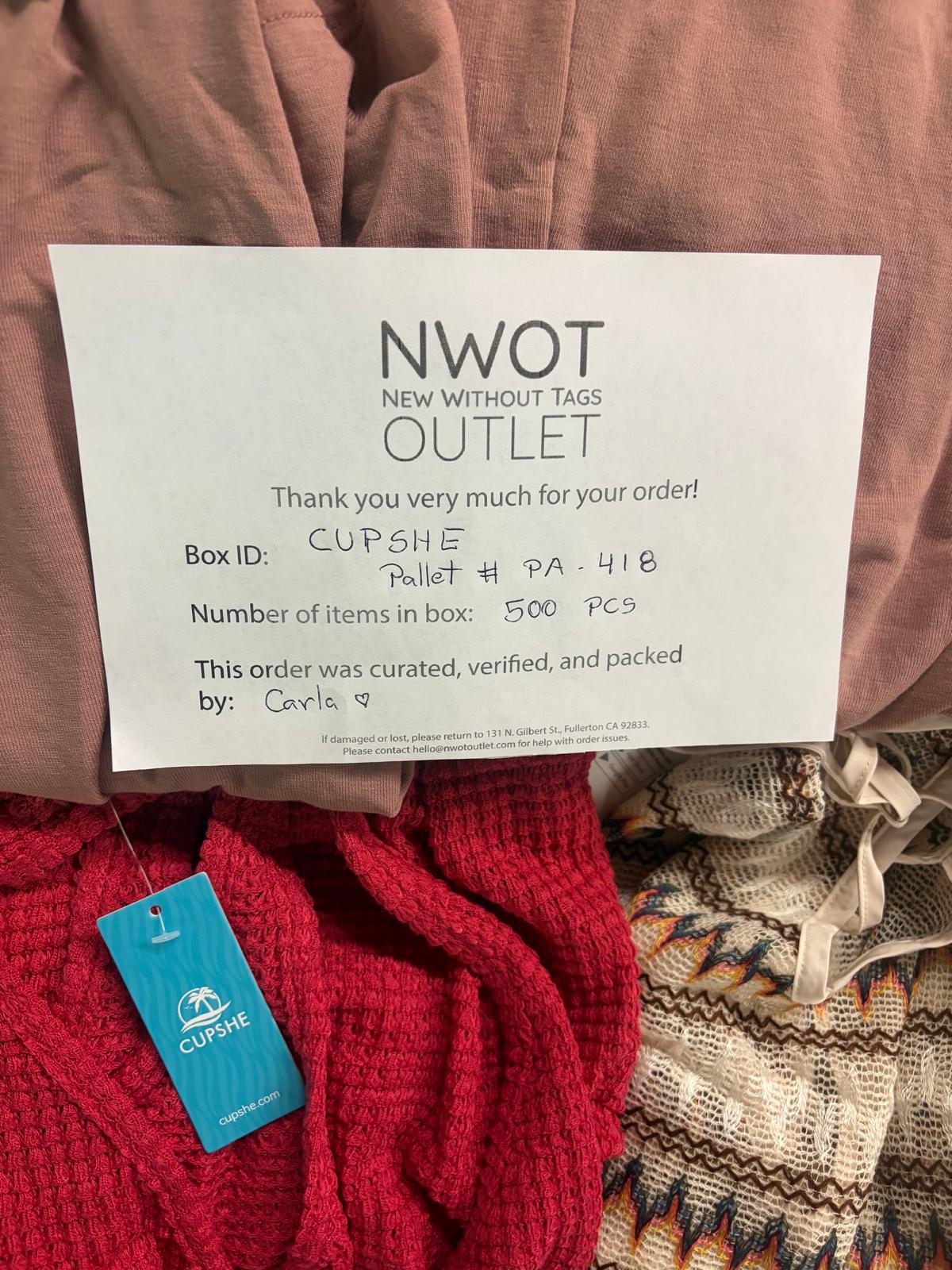 Cupshe | Assorted Women's Apparel | 500 Pieces | New with Tag | Pallet #PA-418