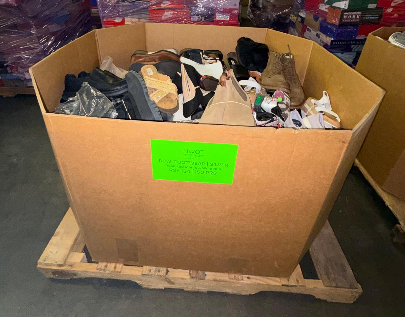DSW Footwear/Shoes | Assorted Men's and Women's Silver Footwear | Returns | 150 Pairs | Pallet# PS-134