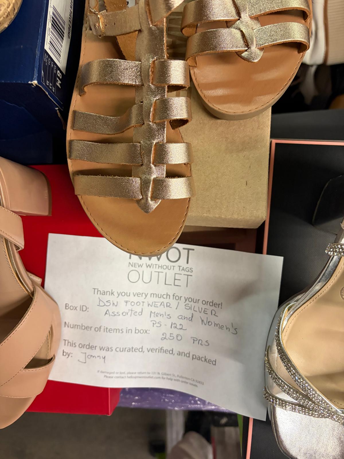 DSW Footwear/Shoes | Assorted Men's and Women's Silver Footwear | Returns | 250 Pairs | Pallet# PS-122