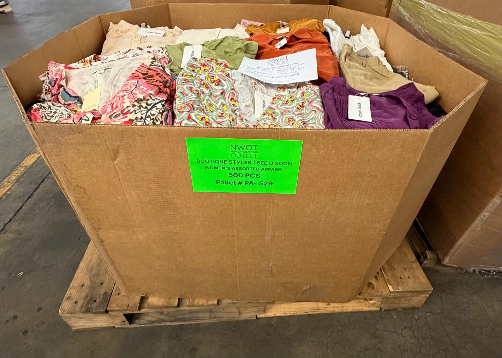 Boutique Styles | See You Soon | NWT Assorted Apparel | 500 Pieces | Pallet # PA-529