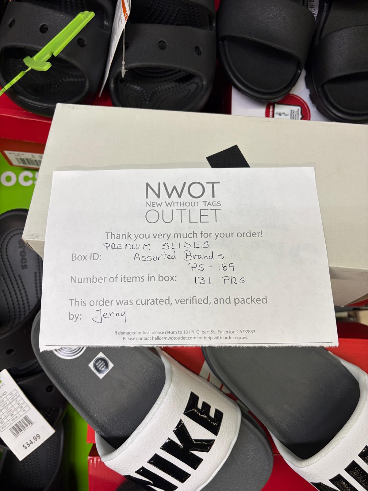 Premium Slides | Nike & Assorted  | NWT | 131 pairs | Pallets # PS-189