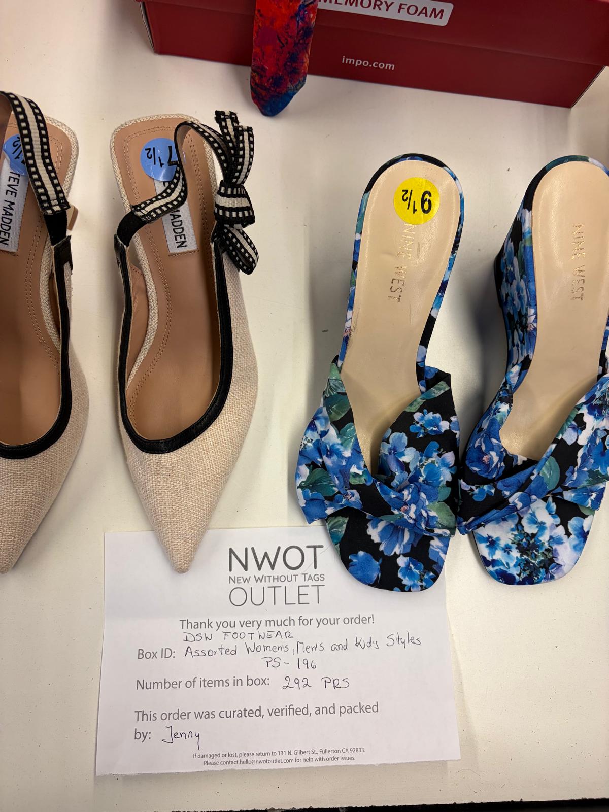 DSW Footwear/Shoes | Assorted Men's Women's & Kid's Footwear | Returns/Used | 292 Pairs | Pallet# PS-196