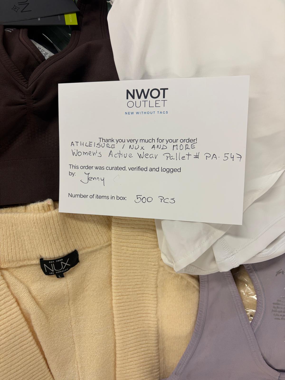 Athleisure Nux & More | Assorted Women's Apparel | 500 Pieces | NWT | Pallet #PA-547