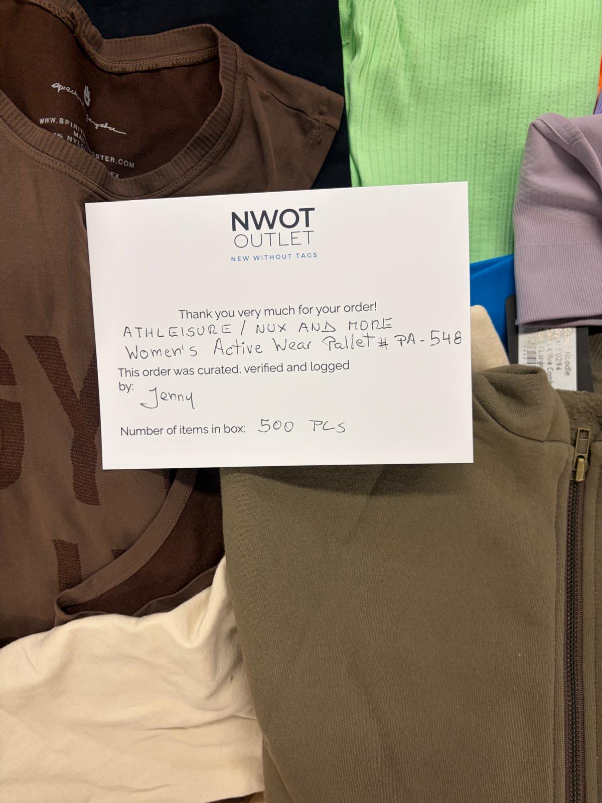 Athleisure Nux & More | Assorted Women's Apparel | 500 Pieces | NWT | Pallet #PA-548