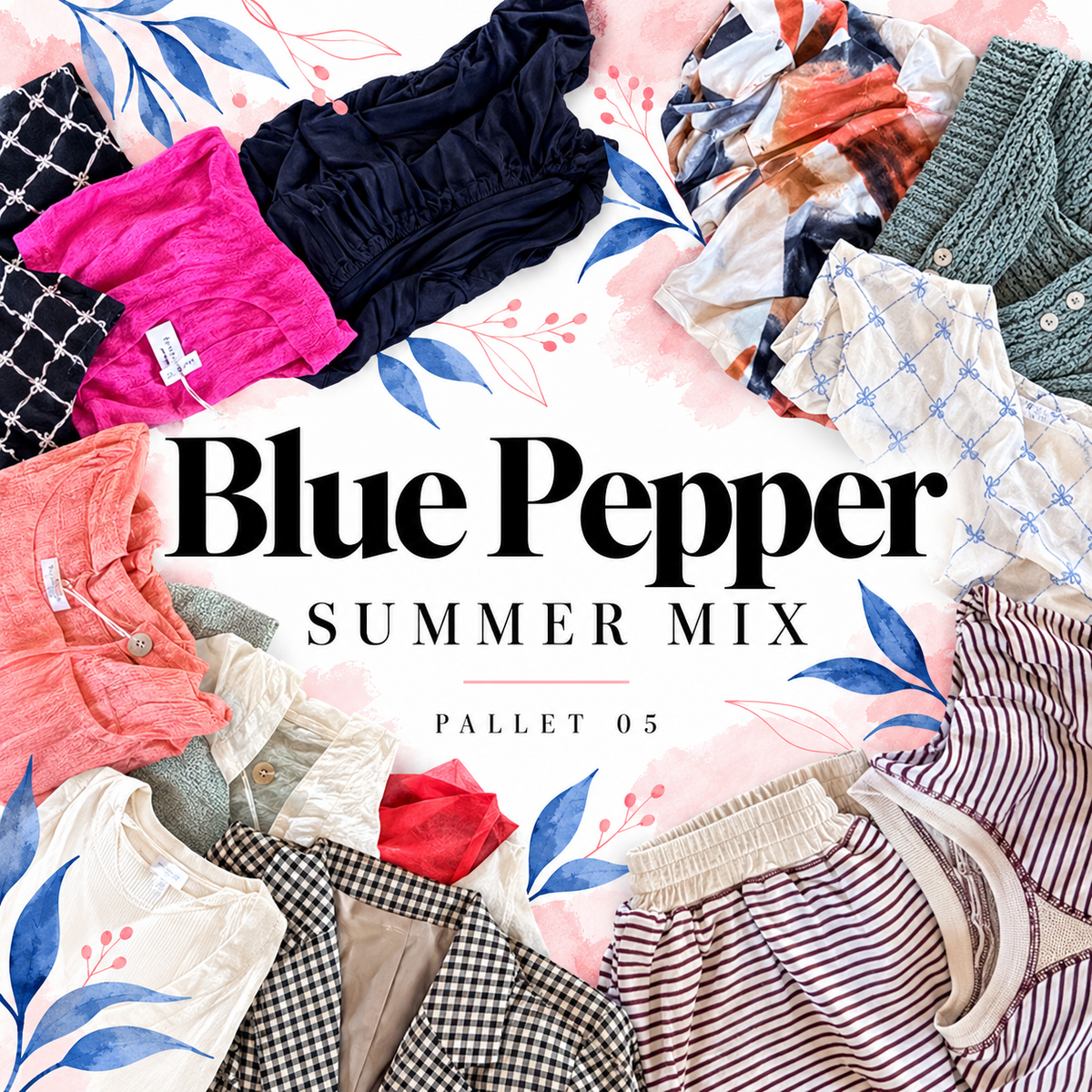 Blue Pepper Summer Mix pallet 05 — stylized cover based on this pallet's photographed garment examples; see original pallet photo