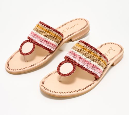 A596601 — "As Is" Jack Rogers Signature Jacks Rope Thong Sandals — Multi Blush; QVC stock photo matched to lot manifest