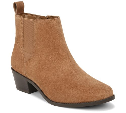 A614301 — Vionic Water-Repellent Suede Ankle Boots - Roseland — Toffee; QVC stock photo matched to lot manifest