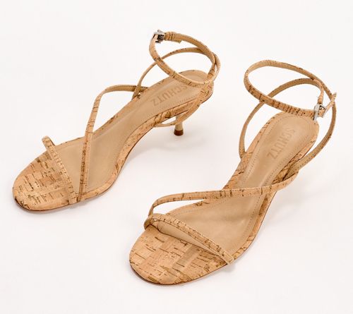 A641721 — Schutz Leather Strappy Sandals - Helene — Miele; QVC stock photo matched to lot manifest