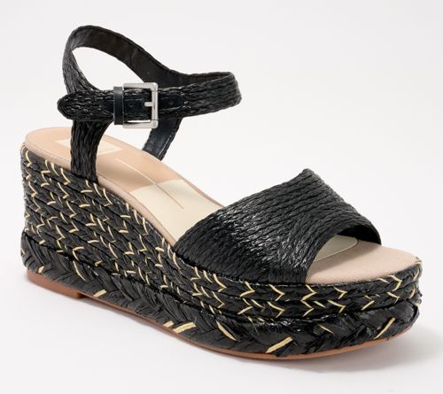 A652838 — Dolce Vita Adjustable Wedge Sandals - Tiago — Black; QVC stock photo matched to lot manifest