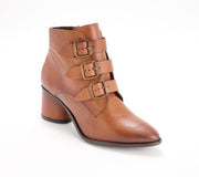 A661388 — Miz Mooz Leather Heeled Ankle Boots - Janae — Brandy; QVC stock photo matched to lot manifest