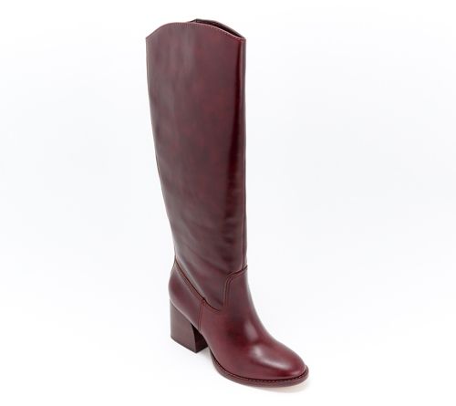 A665369 — Vince Camuto Leather Wide Calf Tall Boots - Leila2 — Mahogany; QVC stock photo matched to lot manifest