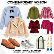 Supplier manifest examples of clothing, shoes and accessories. Mix varies by pallet; exact physical contents not verified.
