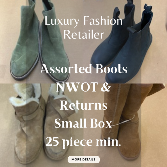 Luxury Fashion Retailer  | Assorted Boots | NWOT & Returns | Small Box | 25 piece min.