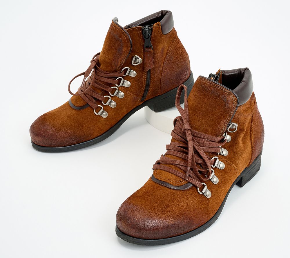 Miz Mooz Wide Width Leather Lace-Up Boots - Steffy — Hazelnut (manufacturer stock photo)