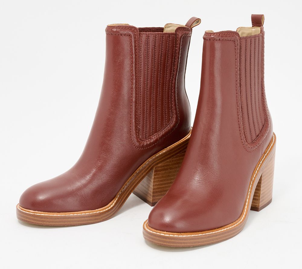 Marc Fisher LTD Leather or Suede Heeled Ankle Boots - Halida — Brown (manufacturer stock photo)