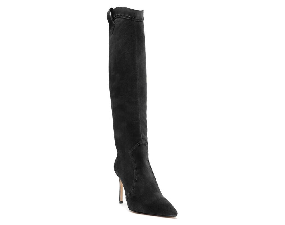 Schutz Suede Heeled Western Tall Shaft Boot - Eliana — Black; manifested style, manufacturer stock photo