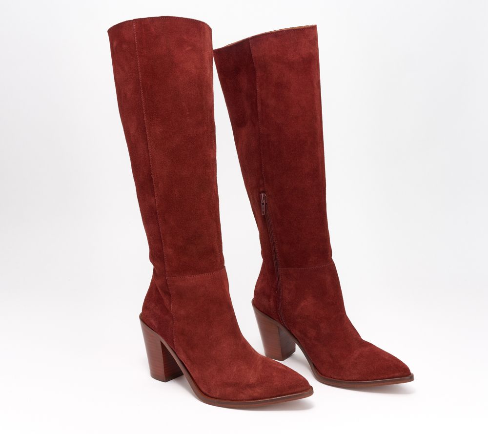 INTENTIONALLY BLANK Leather or Suede Tall Boot - Debbie — Mahogany; manifested style, manufacturer stock photo