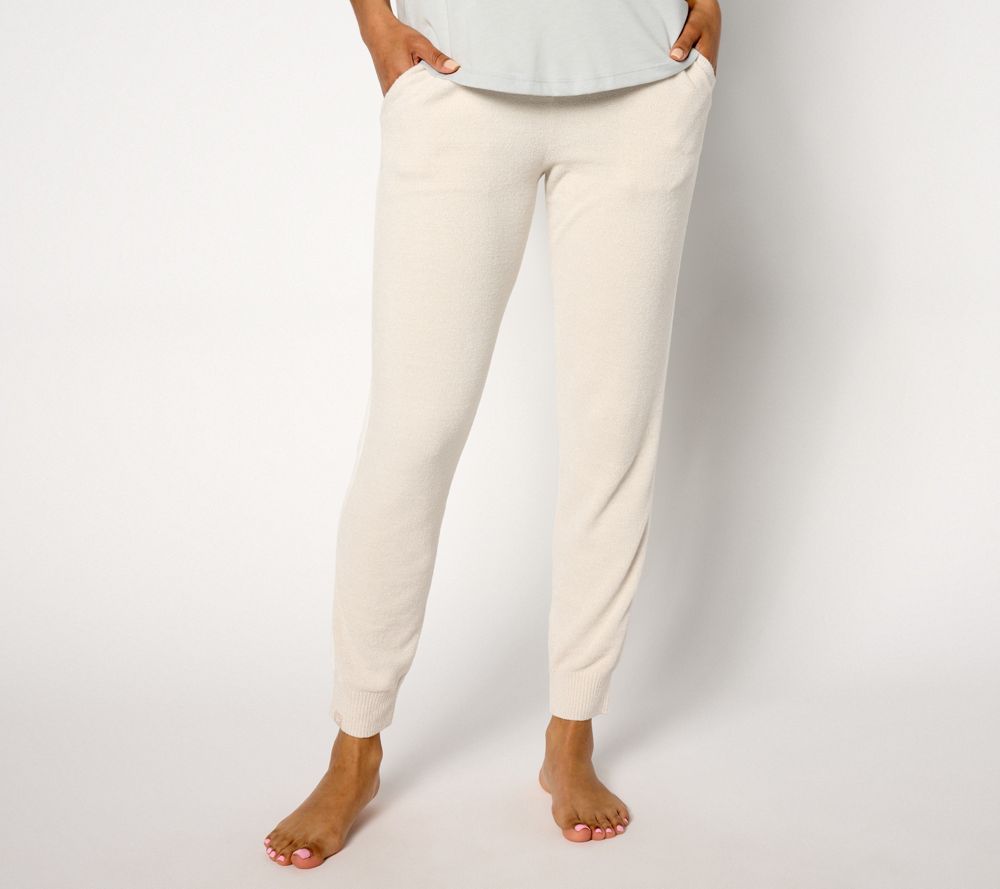 Barefoot Dreams CozyChic Ultra Lite Side Stripe Jogger — Almond/Pearl (manufacturer stock photo)
