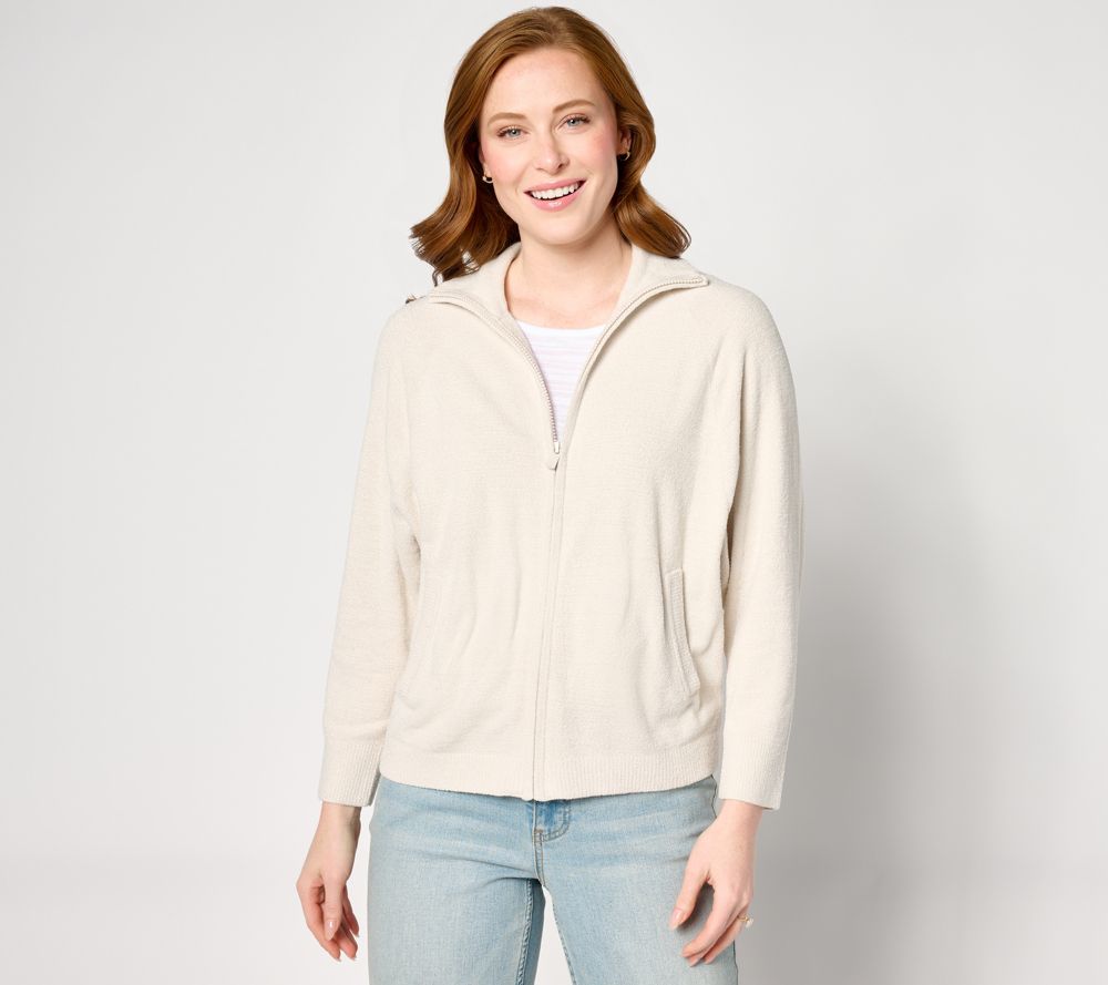 Barefoot Dreams CozyChic Ultra Lite Full-Zip Cardigan — Almond (manufacturer stock photo)