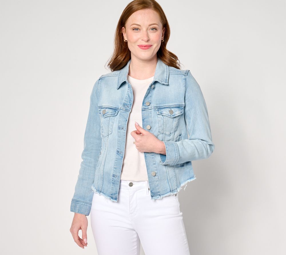 Liverpool Los Angeles Trucker Jacket with Fray Hem - Gulf Shores — Gulf Shores (manufacturer stock photo)