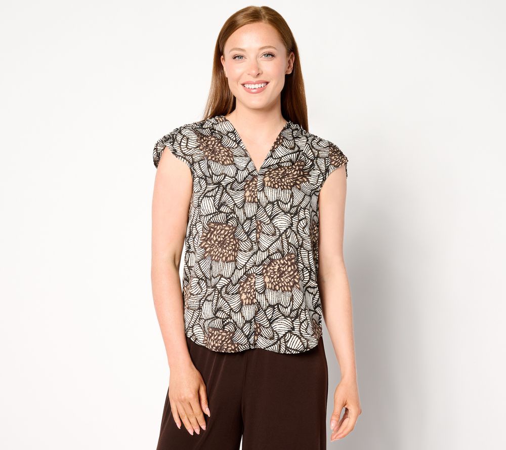 NIC+ZOE Petal Bloom Printed Top — Neutral Multi (manufacturer stock photo)