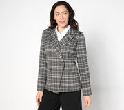 BEAUTIFUL by Lawrence Zarian Silky Ponte Double Button Blazer — Charcoal (manufacturer stock photo)