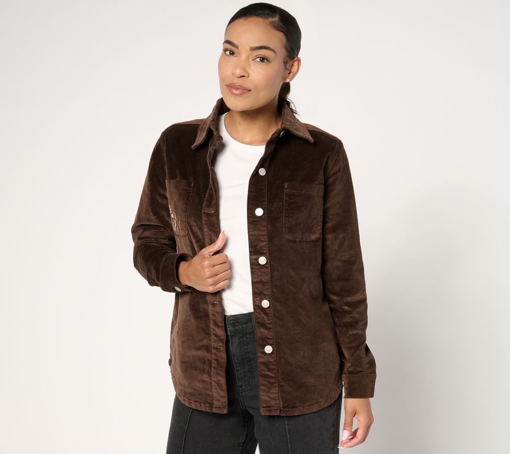 Driftwood Jeans Shayna Button Front Shirt Jacket - Wildflower — Wildflower (manufacturer stock photo)