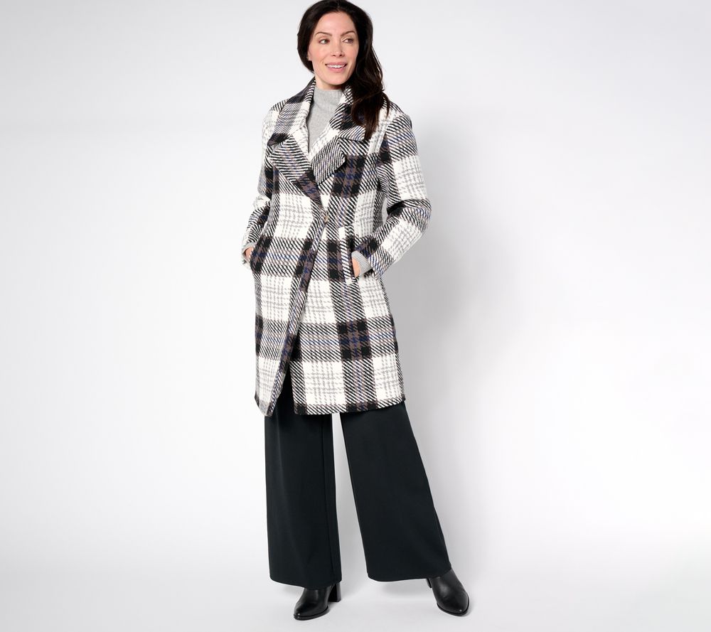 Thread Collective Bold Plaid Coat with Oversized Collar — Navy Plaid (manufacturer stock photo)