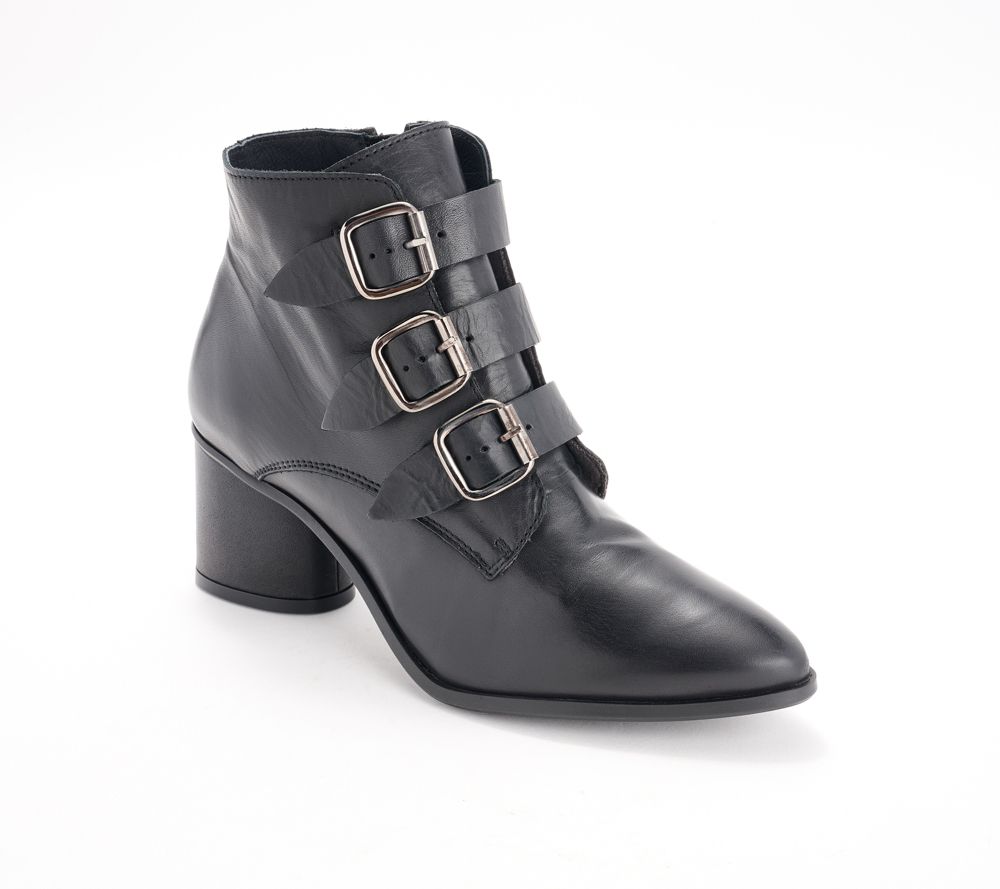 Miz Mooz Leather Heeled Ankle Boots - Janae — Black; manifested style, manufacturer stock photo