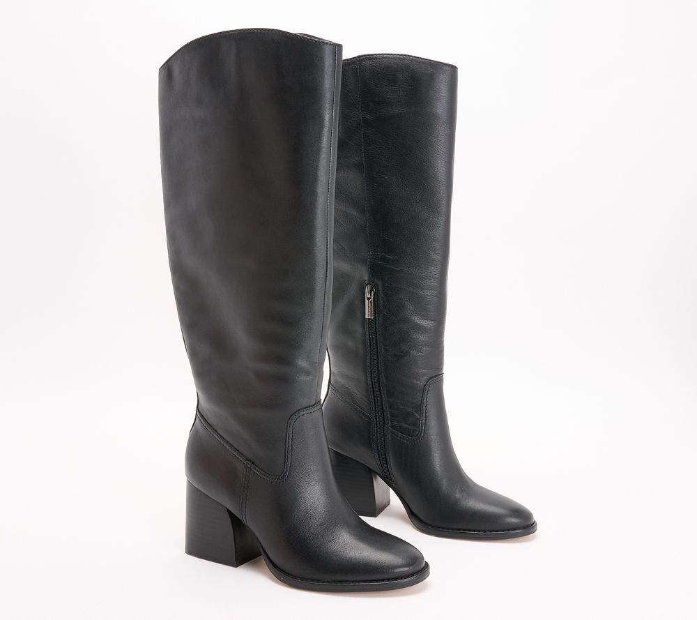 Vince Camuto Leather Medium Calf Tall Boots - Leila — Black; manifested style, manufacturer stock photo
