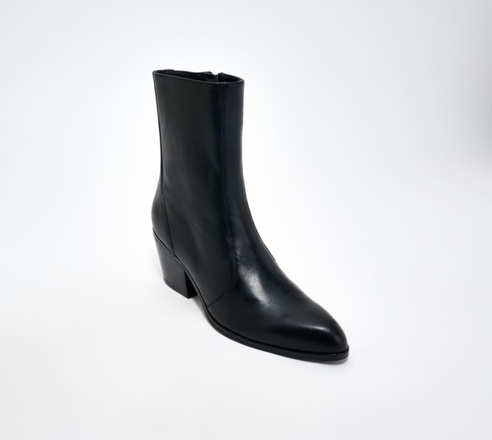 Intentionally Blank Leather Mid Shaft Boots- Flair — Black; manifested style, manufacturer stock photo