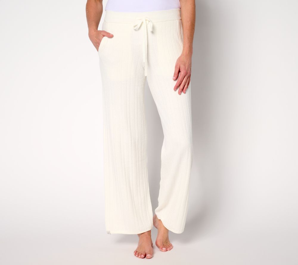 Barefoot Dreams Petite CozyChic Ultra Lite Ribbed Rolled Edge Pant — Pearl (manufacturer stock photo)