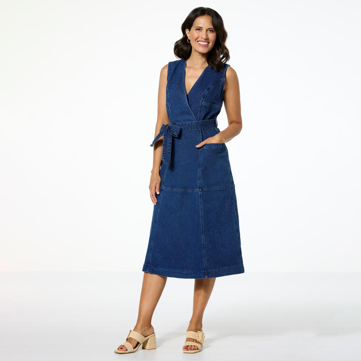 G by Giuliana Denim Midi Dress — Dark Wash (manufacturer stock photo)