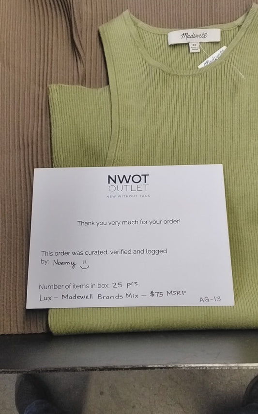 MADEWELL & MORE | Women's Assorted Apparel | $75+ MSRP | BRANDED BOX | Shelf-Pulls/Returns | 25 Pieces | Small Box #AG-13