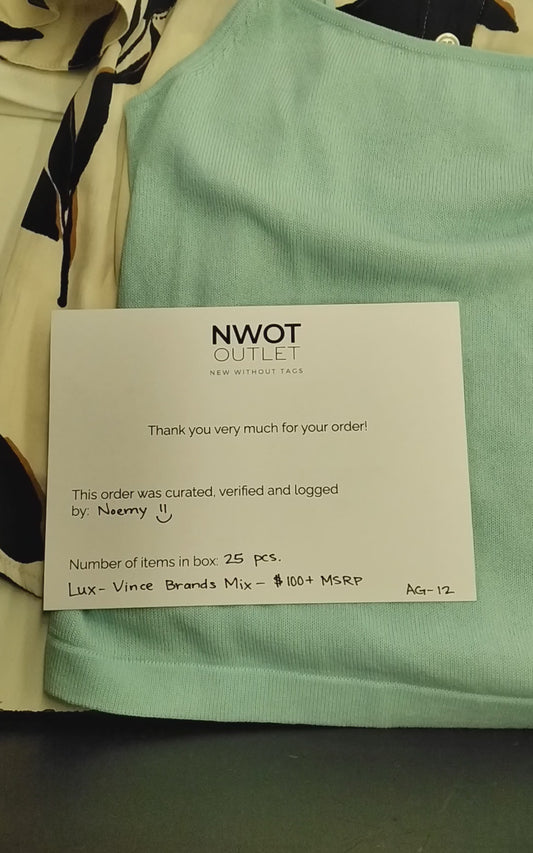 VINCE & MORE | Women's Assorted Apparel | $100+ MSRP | BRANDED BOX | Shelf-Pulls/Returns | 25 Pieces | Small Box #AG-12
