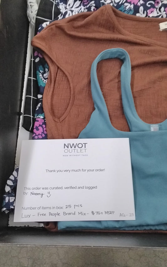 FREE PEOPLE & MORE | Women's Assorted Apparel | BRANDED BOX | Shelf-Pulls/Returns | 25 Pieces | Small Box #AG-23