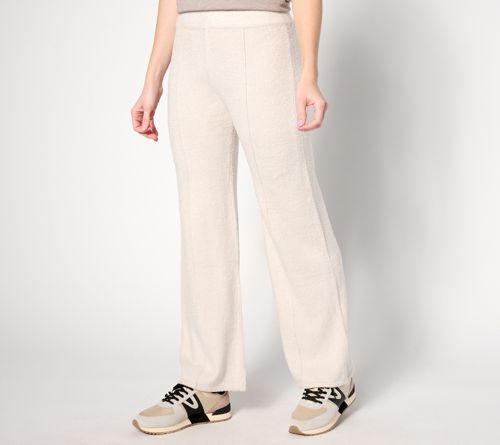 A630190 Barefoot Dreams Tall CozyChic Lite Wide Leg Seamed Pants — Almond; QVC stock photo
