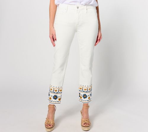 A638055 Driftwood Jeans Colette Embroidered Crop Strght Jean-GoldenGate — Golden Gate; QVC stock photo