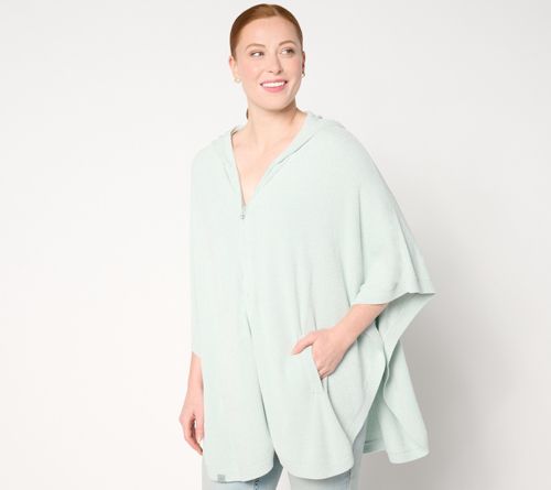 A646077 Barefoot Dreams CozyChic Ultra Lite Shirttail Poncho — Mint; QVC stock photo