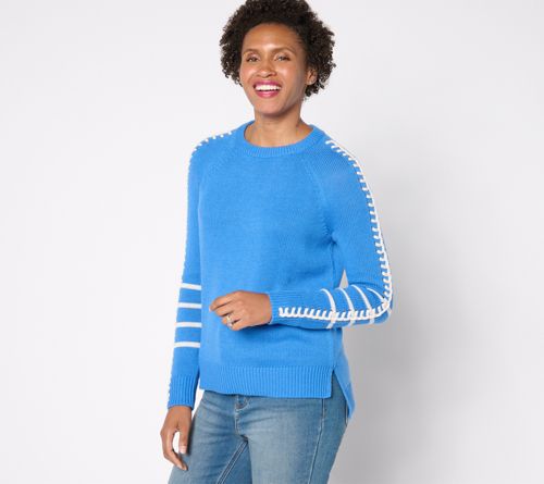 A661794 NIC+ZOE Dashing Down Sweater — Sapphire; QVC stock photo