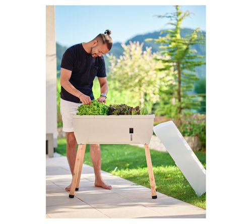 M95585 Gusta Garden Self-Watering Raised Garden Bed with Cover — Light Grey; QVC stock photo