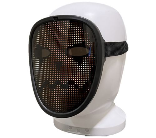 T46324 Super Bright LED Lights Face Changing Mask with Button Control — Black; QVC stock photo