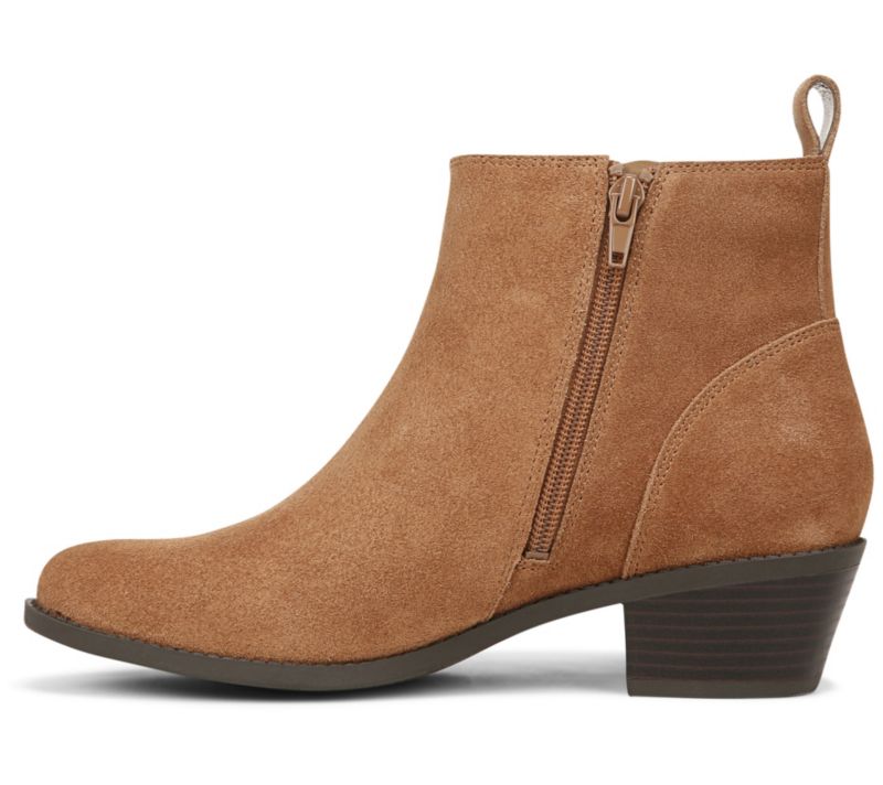 A614301 Vionic Water-Repellent Suede Ankle Boots - Roseland — Toffee; QVC stock photo, additional product view