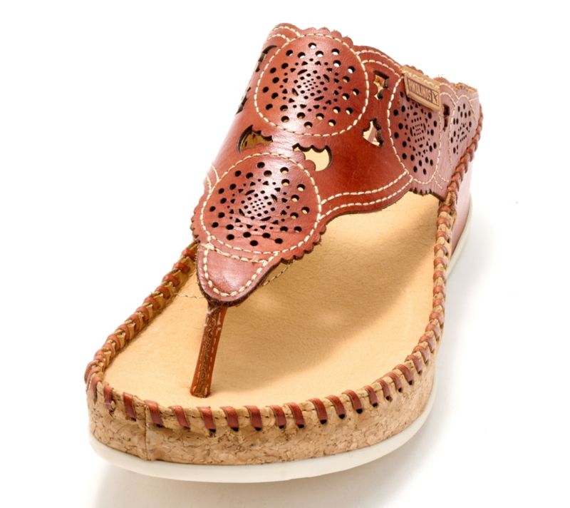 A642176 Pikolinos Leather Thong Sandals - Albir — Brick; QVC stock photo, additional product view