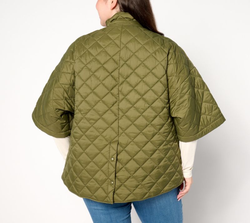 A655191 Joan Rivers Quilted 3/4 Sleeve Button Back Detailed Jacket — Dark Olive; QVC stock photo, additional product view