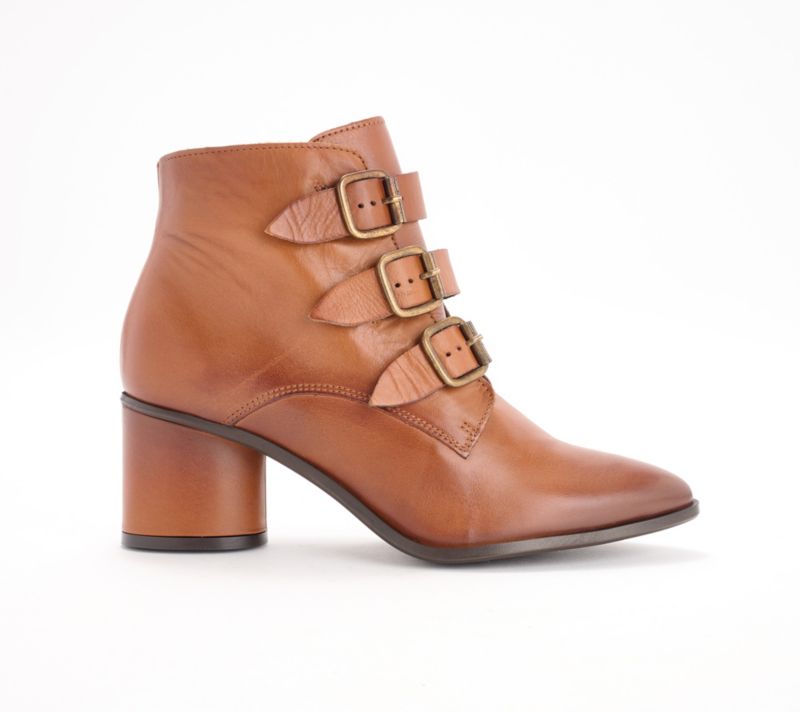 A661388 Miz Mooz Leather Heeled Ankle Boots - Janae — Brandy; QVC stock photo, additional product view
