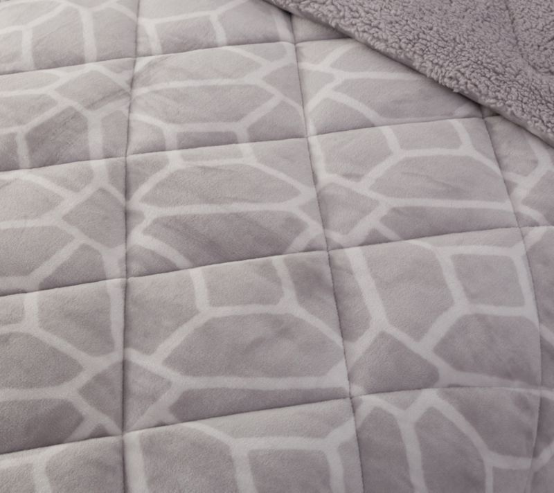 H472885 Berkshire Printed Velvetsoft Reverse Sherpa Comforter-Twin — Grey; QVC stock photo, additional product view