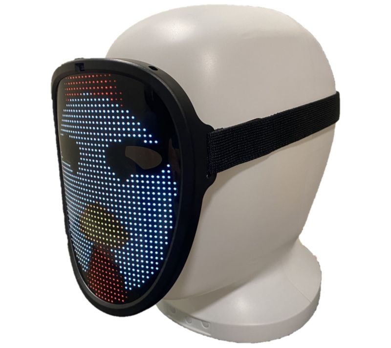 T46324 Super Bright LED Lights Face Changing Mask with Button Control — Black; QVC stock photo, additional product view