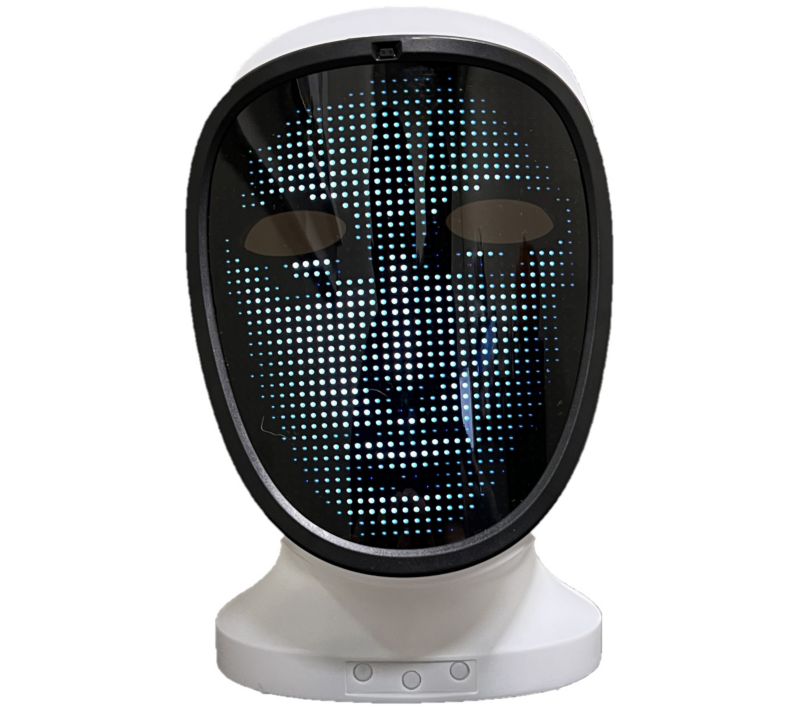T46324 Super Bright LED Lights Face Changing Mask with Button Control — Black; QVC stock photo, additional product view